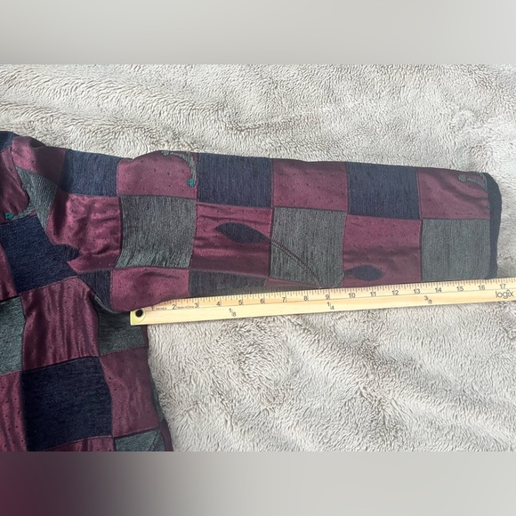 Graff Multimedia Tapestry Patchwork Button Down Coat Sz M vintage dinner coat - Picture 6 of 11
